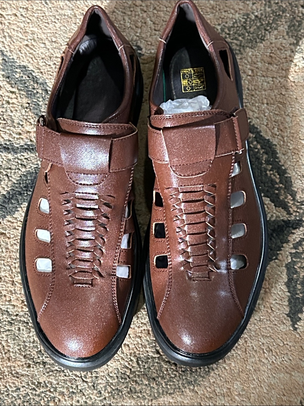 Men's Brown Fisherman Sandals with Adjustable Strap
